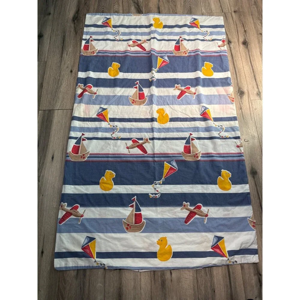 Brielle Kids Cotton Blanket With Boats Planes Ducks & Kites Print 100% Cotton